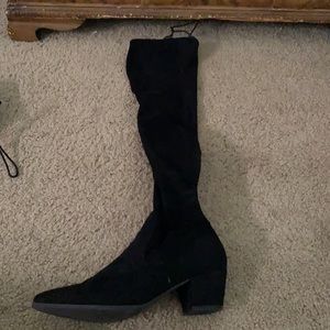 Thigh high faux suede boots
